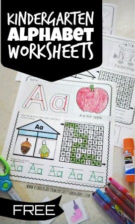 super cute and free pritnable Kindergarten Alphabet Worksheets are a great way for preschool, pre k, kindergartners, and first graders to practice letters from A to Z.