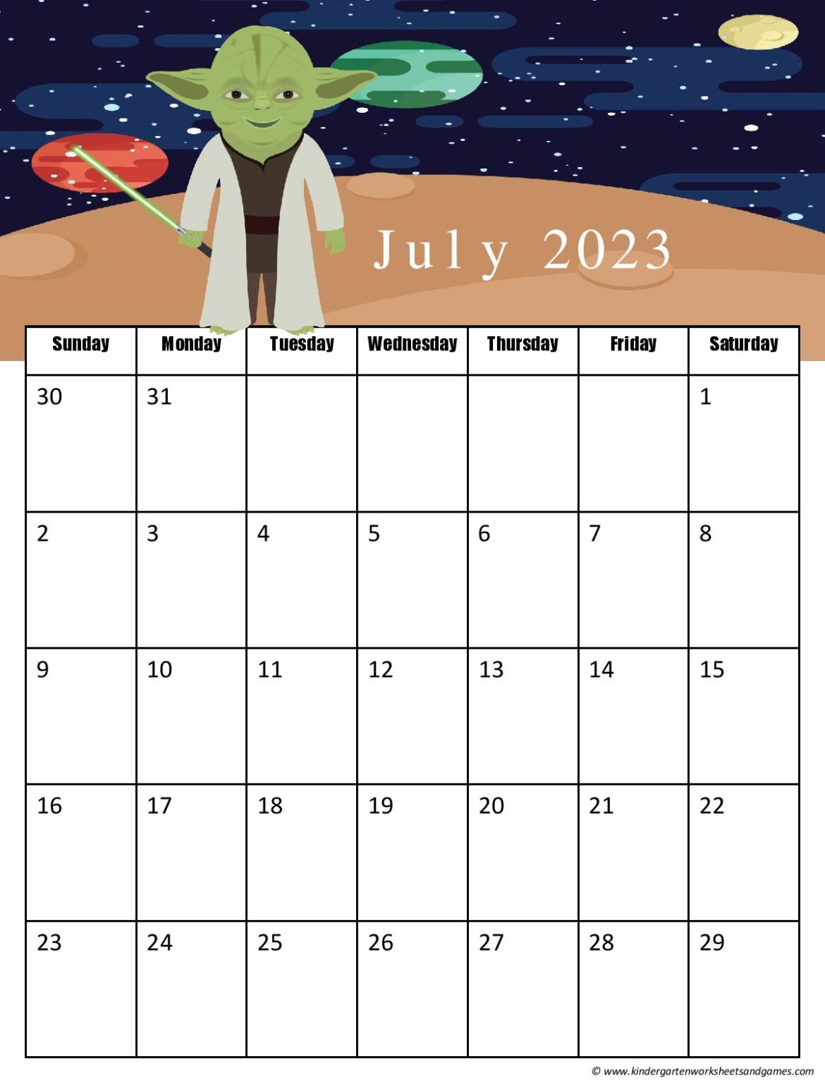 FREE FREE Star Wars Calendar 2023 Printable