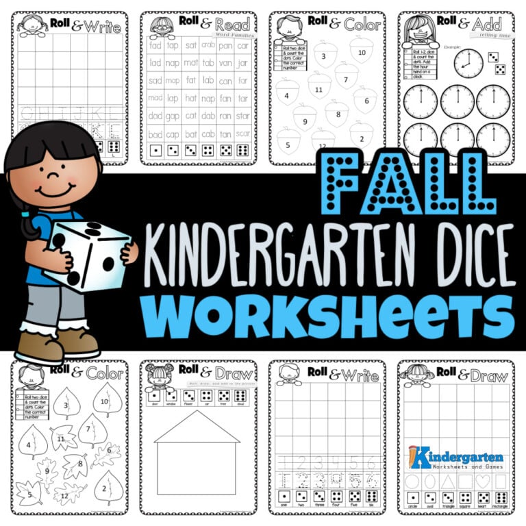 Free Printable Fall Dice Worksheets for Kindergarten