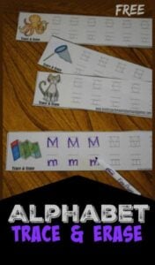 Kids will have fun while they practice writing their alphabet letters with these Alphabet Tracing activity where preschool, pre k, kindergarten, and first grade will trace letters, erase, and practice again. This provides fun, easy practice writing both upper and lowercase letters as well as the ability to erase and do it all over again.