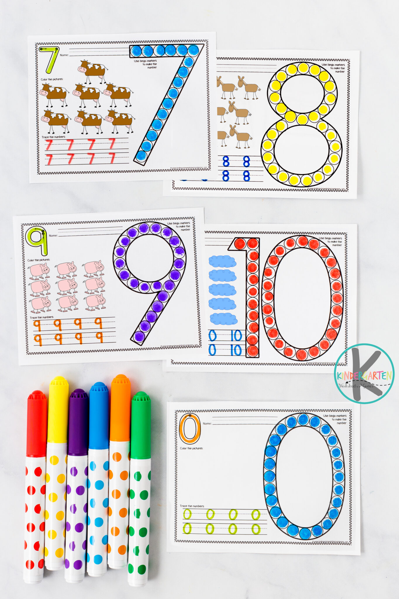 🚜FREE Printable Farm Bingo Dauber Number Worksheets