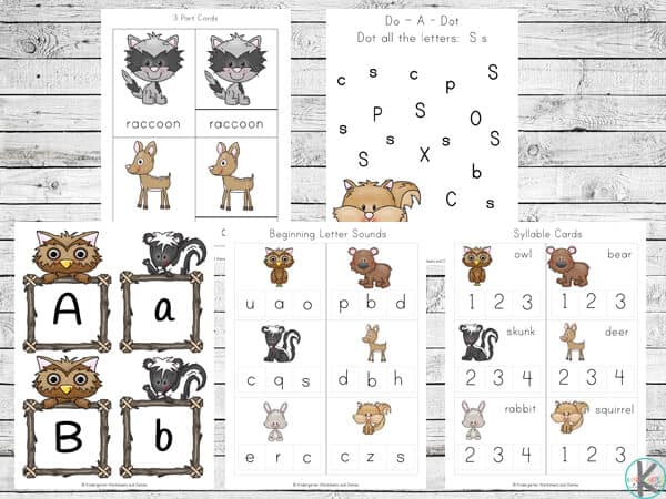 FREE Forest Animals Printables – Kindergarten Worksheets and Games