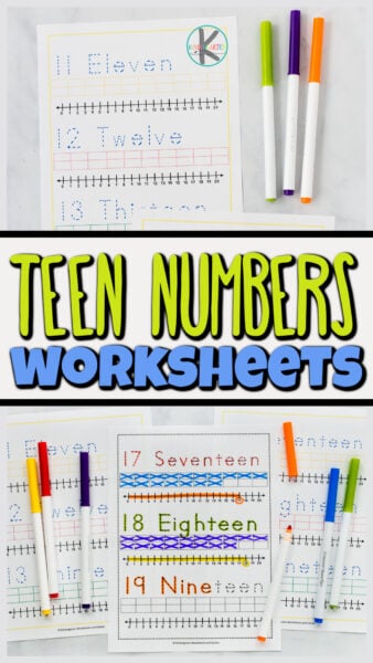 Make practicing those tricky teen numbers easy with these free printable teen number worksheets! These teen numbers worksheets are a handy, no-prep math worksheet for kindergarten, preschool, pre-k, and first grade students. Simple print numbers 11-20 worksheets pdf file and have fun practicing numbers 11-20 with these no prep, number sense worksheets.