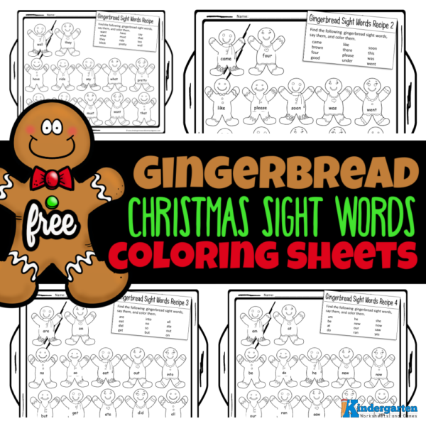 Get into the holiday spirit with our free gingerbread men Christmas sight word coloring sheets, perfect for preschool to first-grade students to practice reading while having fun this December!