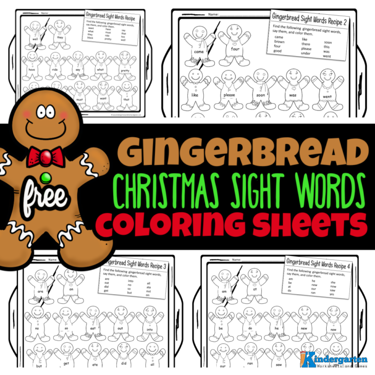 Gingerbread Cookie Christmas Sight Word Coloring Sheets FREEE