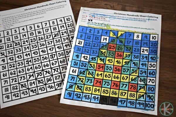 Christmas color math worksheets