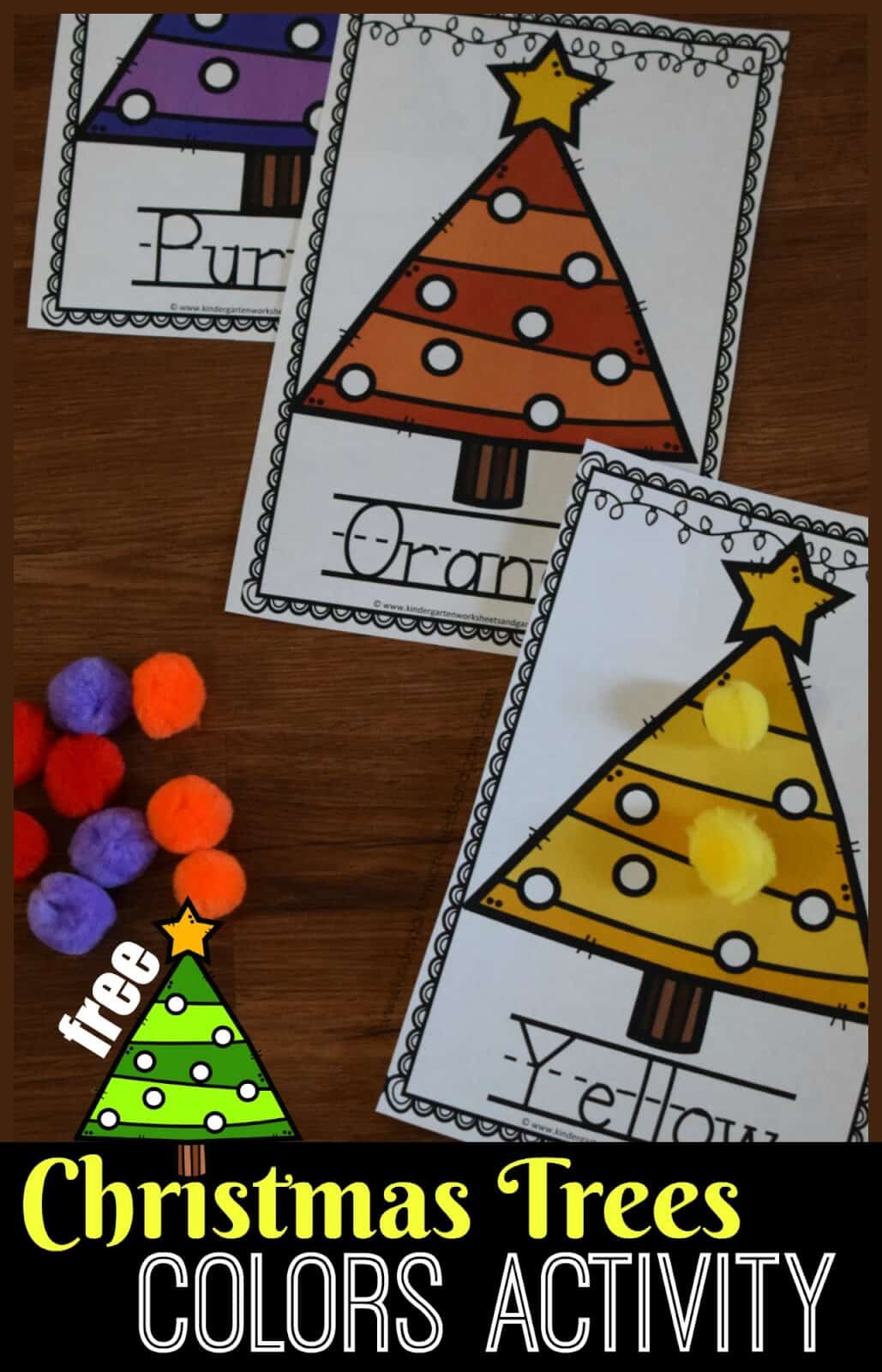 Kids will love this fun, hands-on Christmas activity pages where kids will practice color recognition and color words with a christmas activities for kindergarten, toddler, preschool, and pre-k students. Simply print this Christmas tree printables activity is sure to keep kids engaged and having fun learning during December.