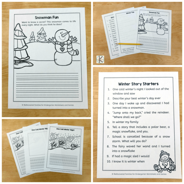 Winter writing prompts square