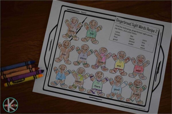 🎄 Free Christmas Gingerbread Sight Word Coloring Pages