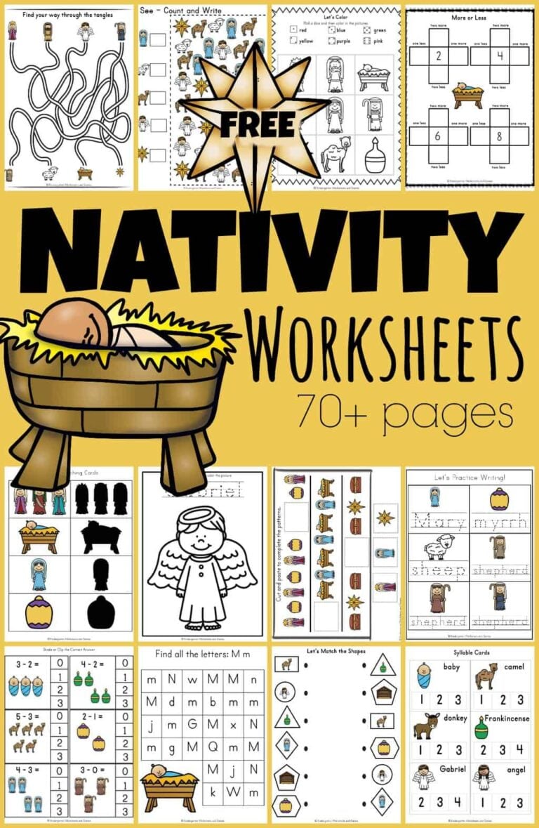 FREE Printable Nativity Worksheets for Kindergarten