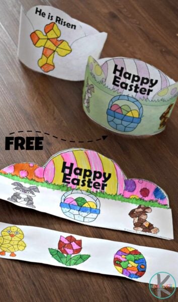 Kids will love celebrating Easter with this easter color by number activity. This free printable Easter hat craft allows children to color by code to reveal a fun Easter scene while having fun making an easter craft for preschoolers. Simply print pdf file with Easter craft printables and you are ready to play and learn with an easter activity for preschool, toddler, pre-k, and kindergarten age chidren. 
