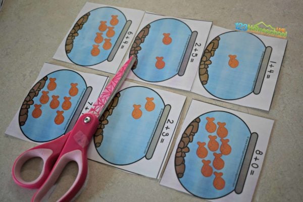 Cut apart addition printable and use with goldfish crackers