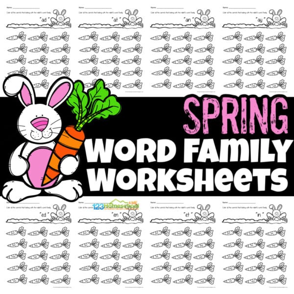 Boost your kindergarteners' skills this spring with our free, no-prep word family worksheets, where kids help a bunny find carrots with the right endings for a fun learning experience!