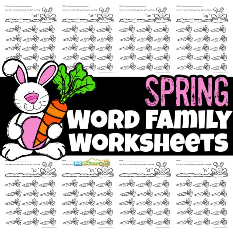 FREE Word Family Spring Worksheets for Kindergarten