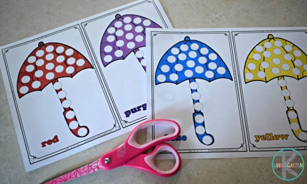 This umbrella printable activity is great for working on color recognition.