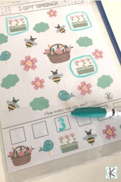 Printable Visual Discrimination activity for spring