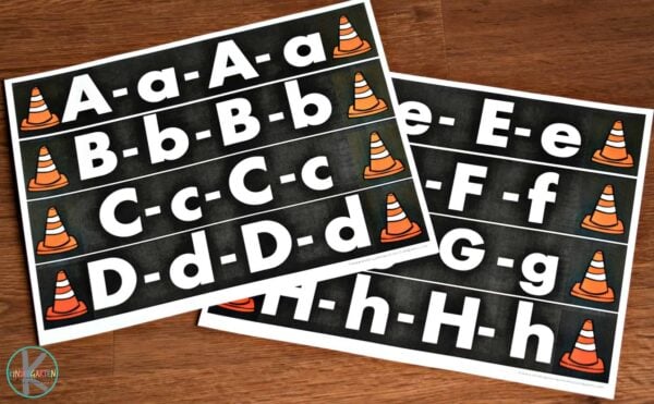Super cute alphabet activity to add to a kindergarten construction theme
