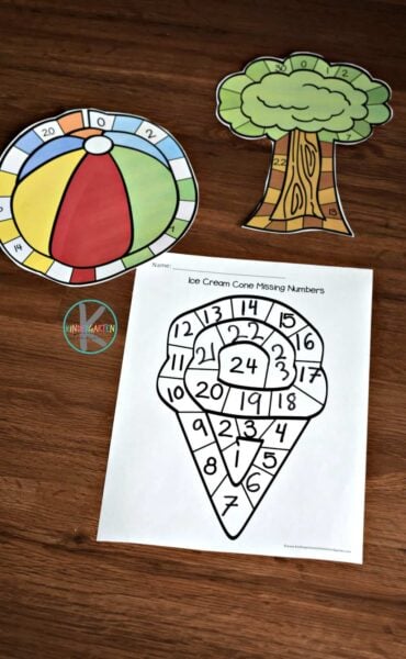 These summer counting worksheets help kindergarten kids practice what comes next