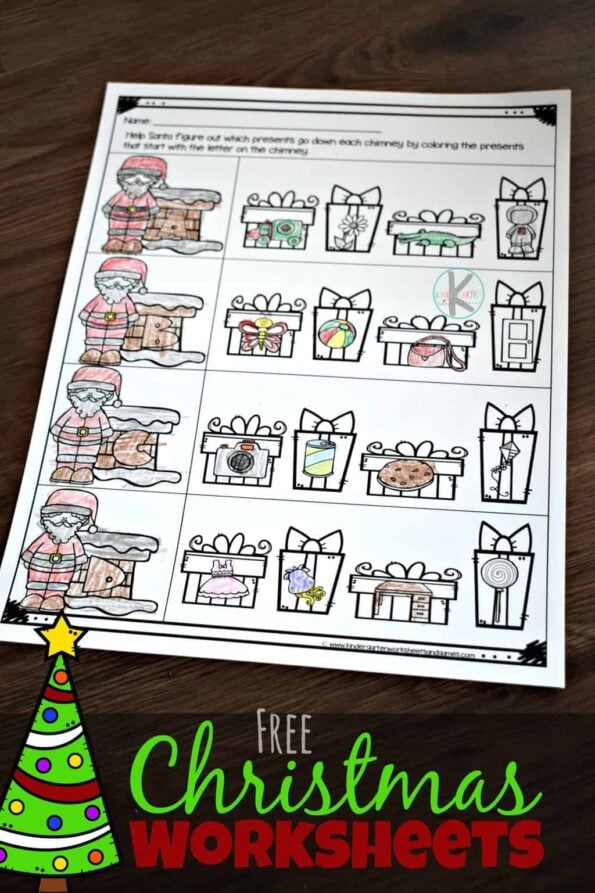FREE Alphabet Christmas Worksheets for Kindergarten
