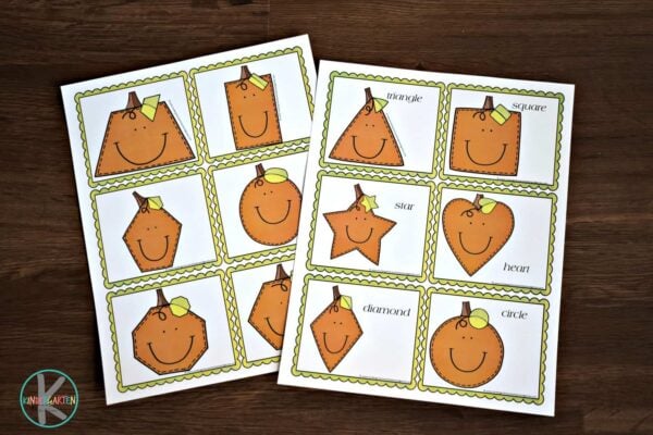 free shape pumpkin printables for prek, kindergarten age kids
