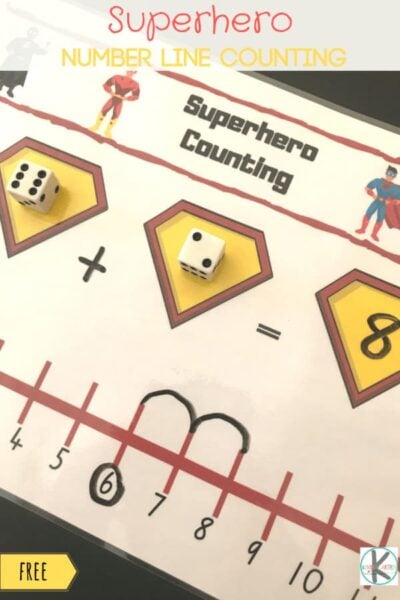 FREE Super Hero Counting - super cute superhero math activity for kindergartners to practice addition and using a numberline #kindergarten #numberline #superhero