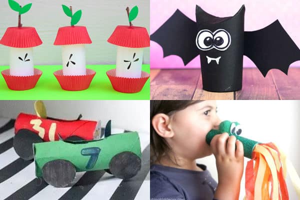 toilet paper roll crafts for a is for apple, b is for bat, c is for car, d is for dragon