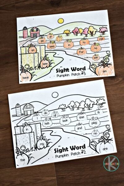 free printable kindergarten sight words games in color and black and white