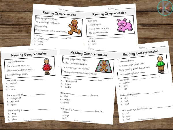 free gingerbread man reading comprehension worksheets