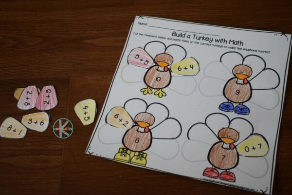 free thanksgiving worksheet that is also a math activity for kindergarteners