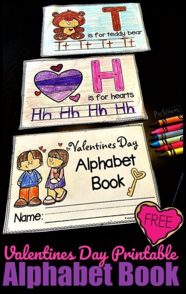 Kids will have fun learning their alphabet and tracing letters while making their own ABC Book with these Valentine's Day Worksheets. These valentine worksheets are perfect for toddler, preschooo, pre-k, and kindergarten age children learning their ABCs. Children will trace upper and lowercase letters, learn valentine vocabulary, and have fun with this Valentine worksheets for preschool. Simply print Valentine's day worksheets pdf file and you are ready to print and go!