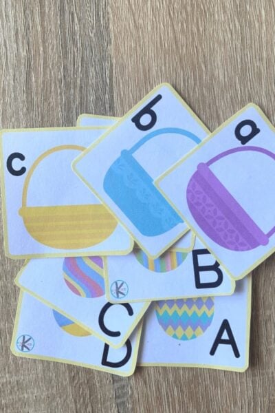 print and cut apart the pdf file to prepare the printable alphabet games