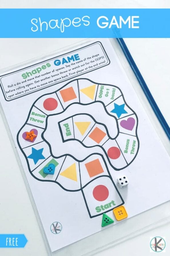 🔵🔺🟨 FREE Printables Shapes Games for Kindergarten