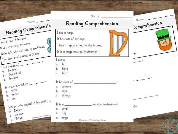 grab these st patricks day printables for kindergartners and grade 1 students to improve reading comprehension