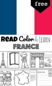 Children will have fun learning about France with this FREE Printable France Coloring Page for toddler, preschool, pre k, kindergarten, first grade, 2nd grade, 3rd grade, 4th grade, and 5th grade kids.
