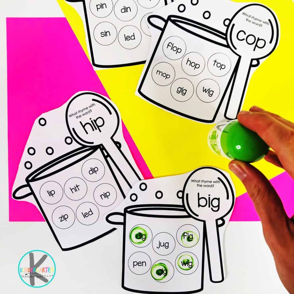 Cooking up Rhyming Words Free Do a Dot Printables