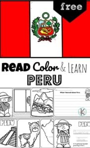 Learn about the third largest country in South America who is covered halfway by the Amazon rainforest. Learn about the Andes Mountains, llamas, Machu Picchu, and other fascinating aspects of life in Peru with these super cute, free printable coloring pages. This is an engaging, hands-on geography activity for preschool, pre k, kindergarten, first grade, 2nd grade, 3rd grade, and 4th grade students!