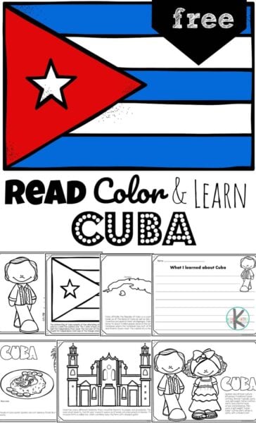 Learn about the Caribbean country of Cuba as you color these super cute, free printable Cuba Coloring Pages. From the high mountains to the farmland on the plains, Cuba is filled with different habitats, the bee hummingbird (smallest bird in the world), the world's smallest frog - Mount Iberia frog, lots of music, delicious food, and people speaking Spanish. The Cuba coloring page set is handy for preschool, pre-k, kindergarten, first grade, 2nd grade, 3rd grade, 4th grade, and 5th grade students to learn about Cuba for kids. Simply print pdf file with free country coloring pages to read, color and learn Cuba facts for kids.