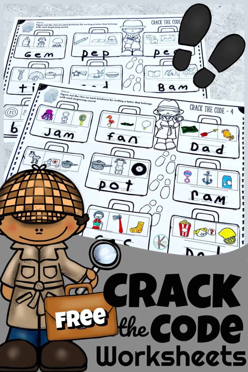  FREE Printable Begining Sound Crack The Code Worksheet