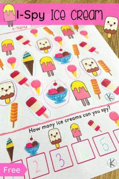 🍦 FREE Printable Ice Cream Scoops Math Game