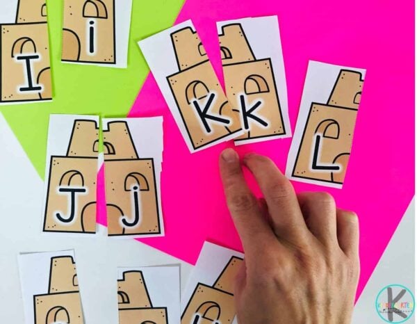 practice letter matching with these summer themed, sandcastle puzzles