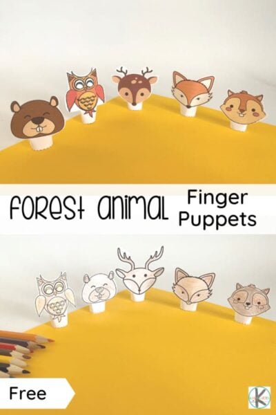 How adorable are these free printable animal finger puppets? Your kids will enjoy making their own forest animal finger puppets for pretend play or as nursery rhyme props, so fun! Print pdf file with these animal finger puppets printable in color or black and white and have fun playing and learning with your toddler, preschool, pre-k, kindergarten, and first grade child. 