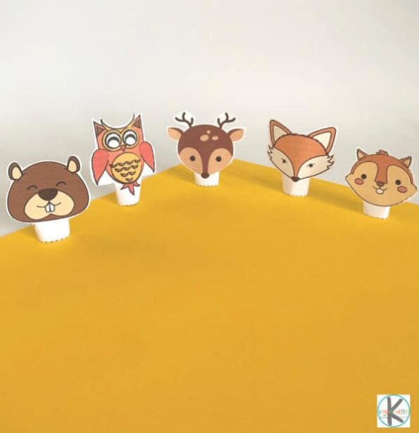 🦊🦌🦉🦝 FREE Forest Animal Finger Puppets Printable