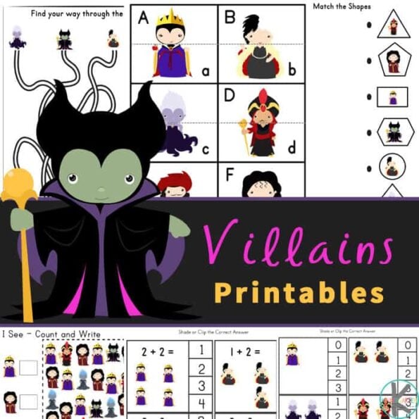FREE Disney Villain Printables - Themed Kindergarten Worksheets