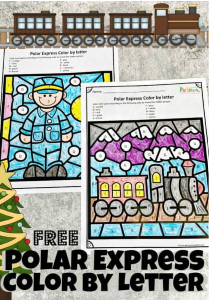 Kids will get excited to practice their letter recognition skills during December with this super cute, Free Polar Express worksheets! This Color by Letter is perfect for toddler, preschool, pre-k, kindergarten, and first grade students. These Polar Express Color by Letter will help to work on student’s letters and colors while still having fun learning. The Christmas letter learning worksheets are a fun and educational way to practice your letters during the month of December.