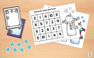 ⛄ FREE Printable Math Game: Free Snowman Count and Cover Mats