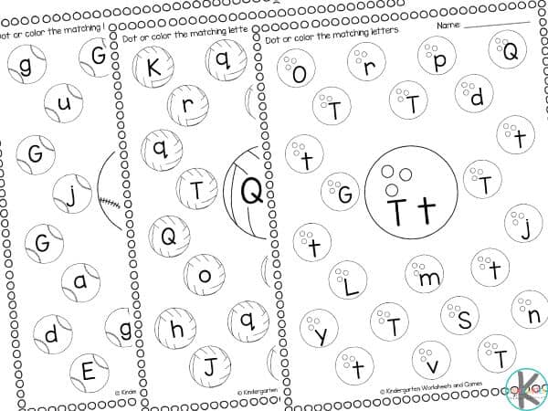 FREE Sports Themed Find the Letter Worksheets