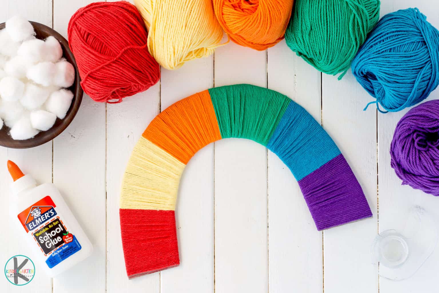 Yarn Wrapped Rainbow Craft for Kids