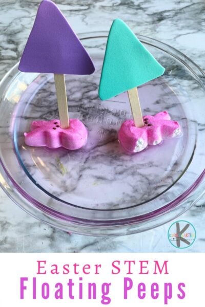 Are you looking for fun easter activities for kindergarten that is educational too? This peeps science experiment is a fun, easy easter science experiment for kids of all ages from preschool, pre-k, kindergarten, and first graders too. This peeps experiment is a great way to help kids think and work on problem solving with Easter STEM activities for April.