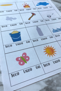 Solid Liquid Gas Kindergarten Worksheet