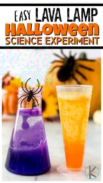 Brew up your own bubbling potion with this halloween lava lamp project perfect for October. This twist on the classic lava lamp science experiment is quick and easy-to-make! Try this as a Halloween science experiments with preschool, pre-k, kindergarten, first grade, 2nd grade, 3rd grade students. I just love using simple halloween activities to make learning FUN!